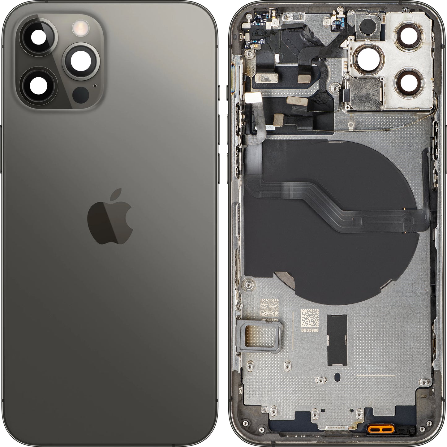 Capac Baterie compatibil cu Apple iPhone 12 Pro, Cu Carcasa Mijloc, Negru