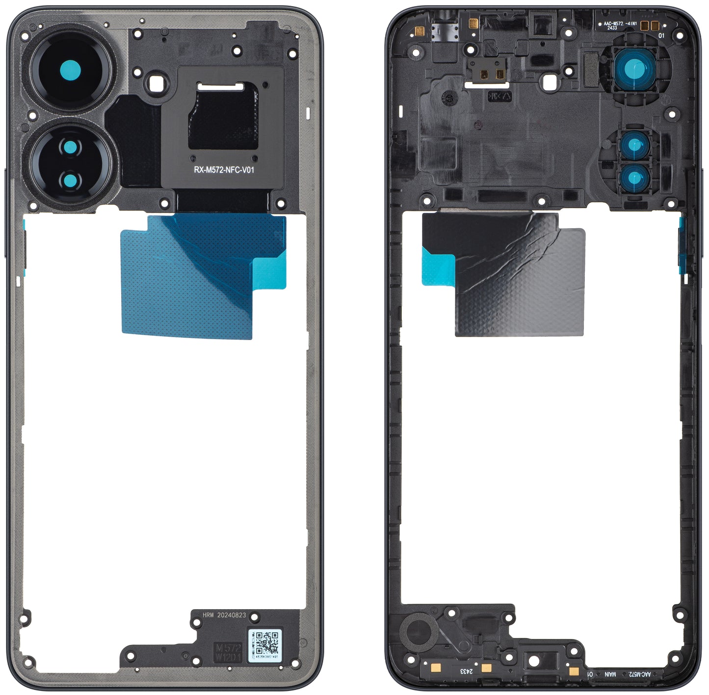 Carcasa Mijloc Xiaomi Redmi 13C NFC / Poco C65, Neagra, Service Pack 560001C3UP00