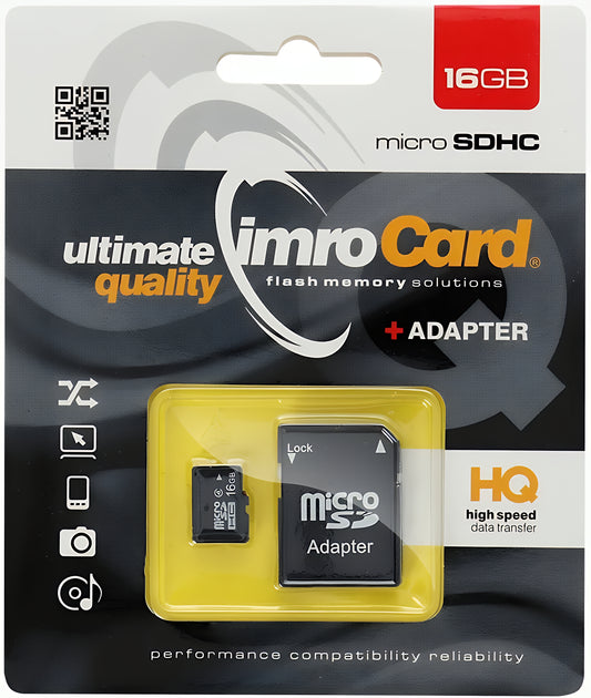 Card Memorie microSDHC Imro, 16Gb, Clasa 4, Cu Adaptor