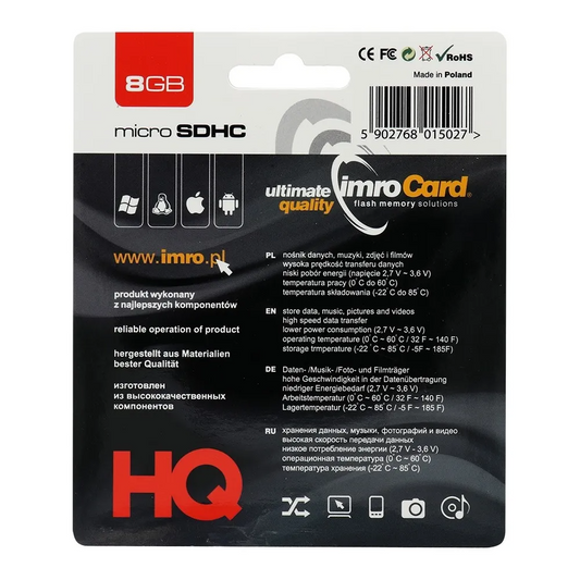 Card Memorie microSDHC Imro, 8Gb, Clasa 4