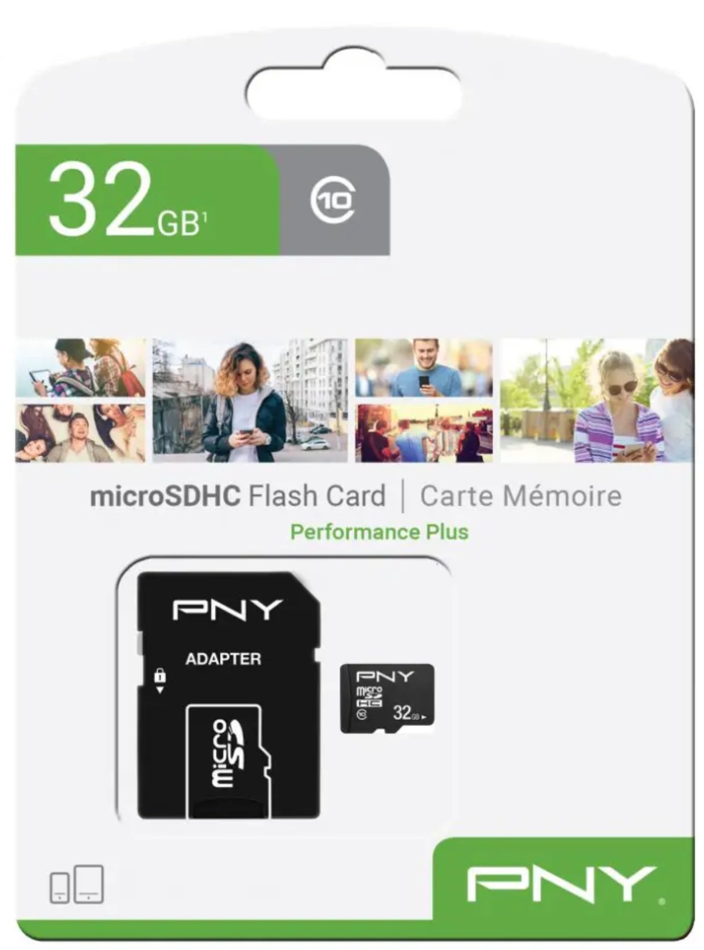Card Memorie microSDHC PNY Performance Plus, 32Gb, Clasa 10, Cu Adaptor P-SDU32G10PPL-GE