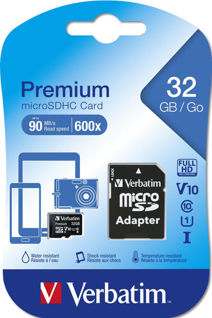 Card Memorie microSDHC Verbatim, 32Gb, Clasa 10 / UHS-1 U1, Cu Adaptor