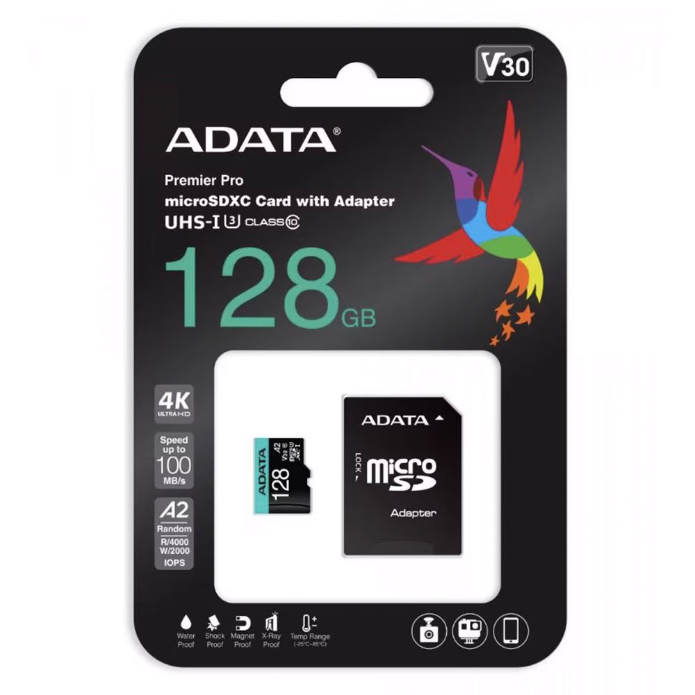 Card Memorie microSDXC Adata Premier Pro, 128GB, Clasa 10 / UHS-1 U3, Cu Adaptor AUSDX128GUI3V30SA2-RA1
