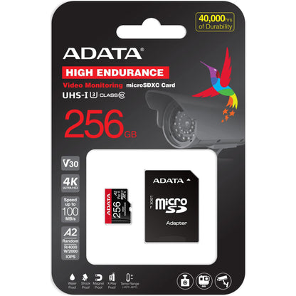 Card Memorie microSDXC Adata High Endurance, 256Gb, Clasa 10 / UHS-1 U3, Cu Adaptor AUSDX256GUI3V30SHA2-RA1