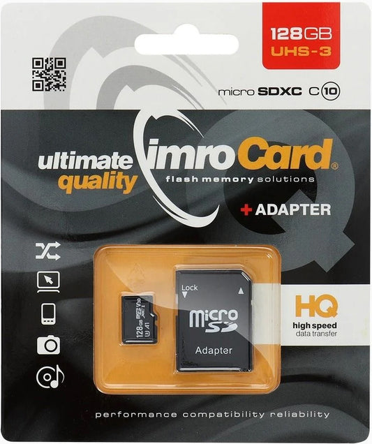 Card Memorie microSDXC Imro, 128Gb, Clasa 10 / UHS-1 U3, Cu Adaptor
