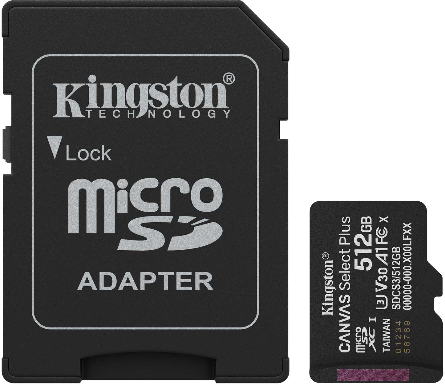 Card Memorie microSDXC Kingston Canvas Select Plus Android A1, 512Gb, Clasa 10 / UHS-1 U3, Cu Adaptor SDCS3/512GB