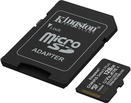 Card Memorie microSDXC Kingston Canvas Select Plus Android A1, 128Gb, Clasa 10 / UHS-1 U1, Cu Adaptor SDCS3/128GB