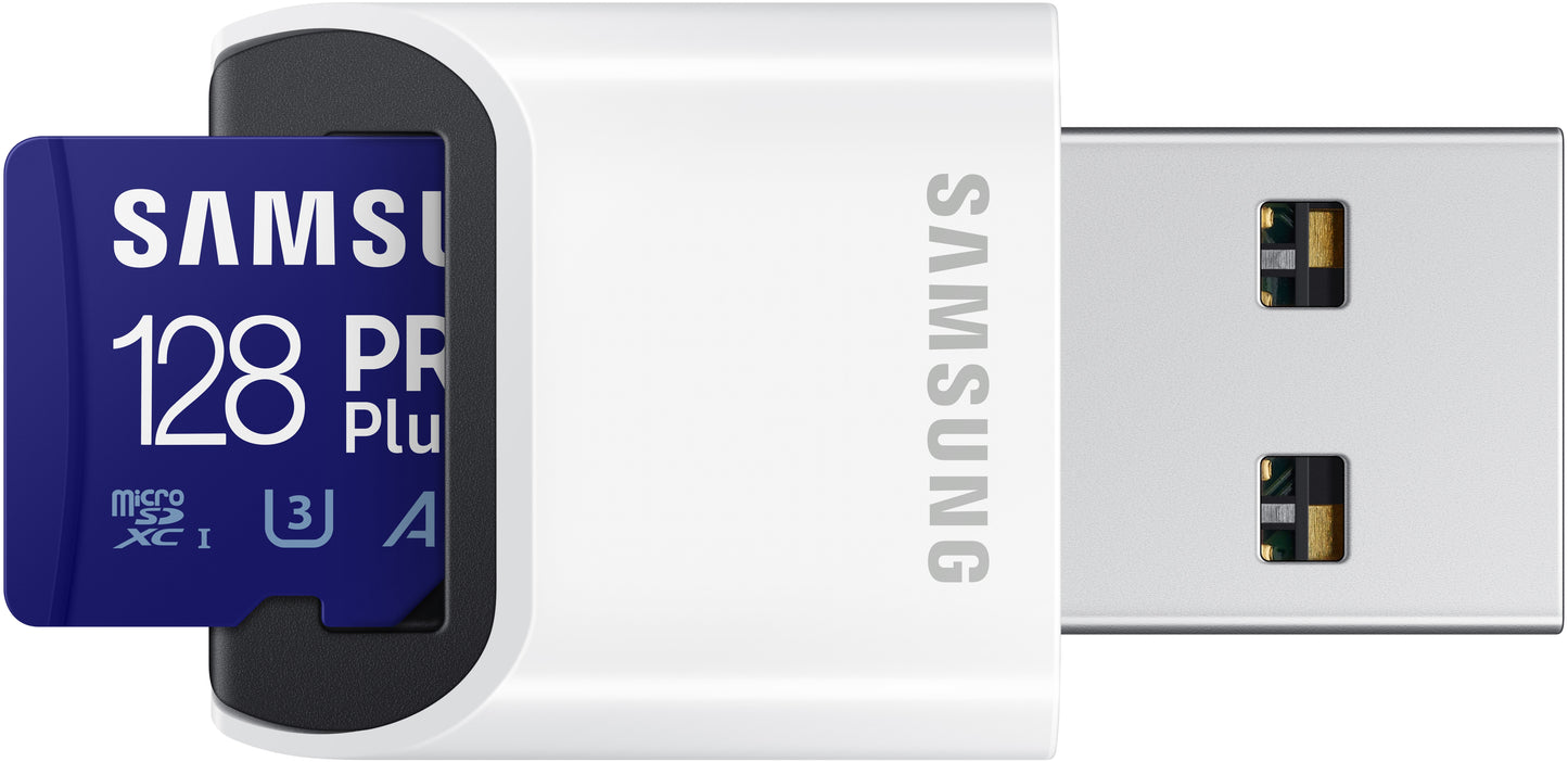 Card Memorie microSDXC Samsung PRO Plus, 128Gb, Clasa 10 / UHS-1 U3, Cu Cititor Card si Adaptor MB-MD128KB/WW