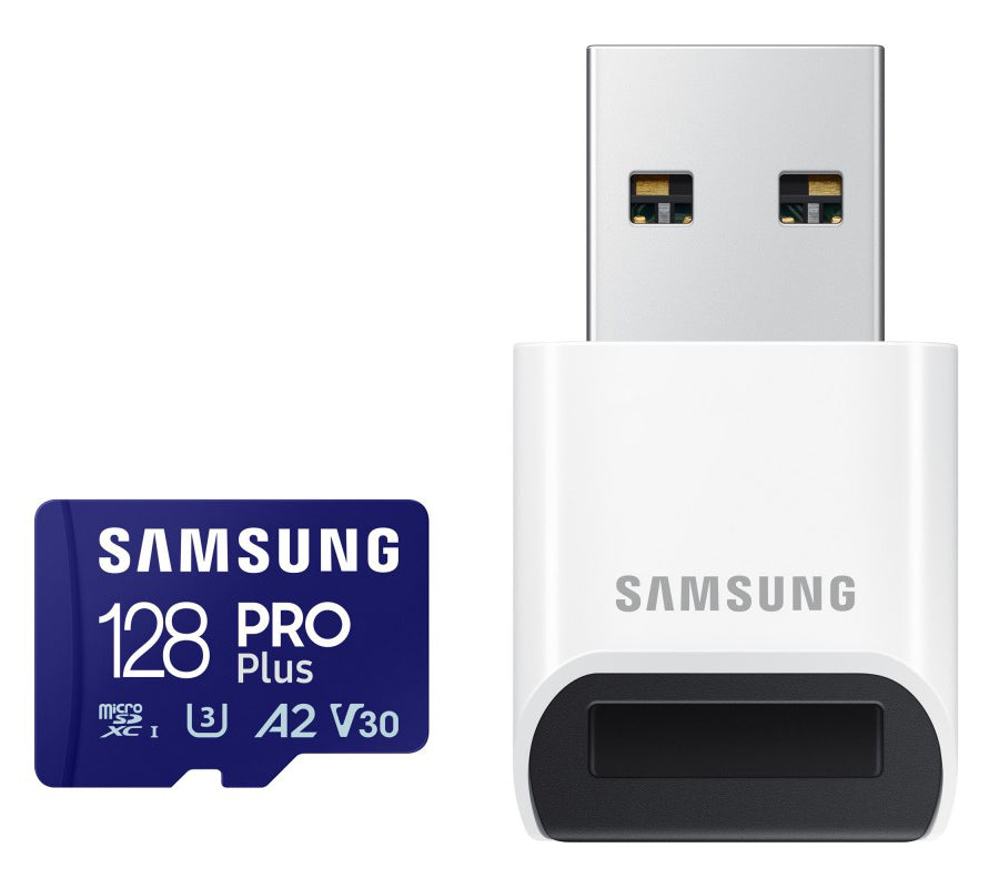 Card Memorie microSDXC Samsung PRO Plus, 128Gb, Clasa 10 / UHS-1 U3, cu Cititor Card MB-MD128SB/WW