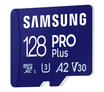 Card Memorie microSDXC Samsung PRO Plus, 128Gb, Clasa 10 / UHS-1 U3, cu Cititor Card MB-MD128SB/WW