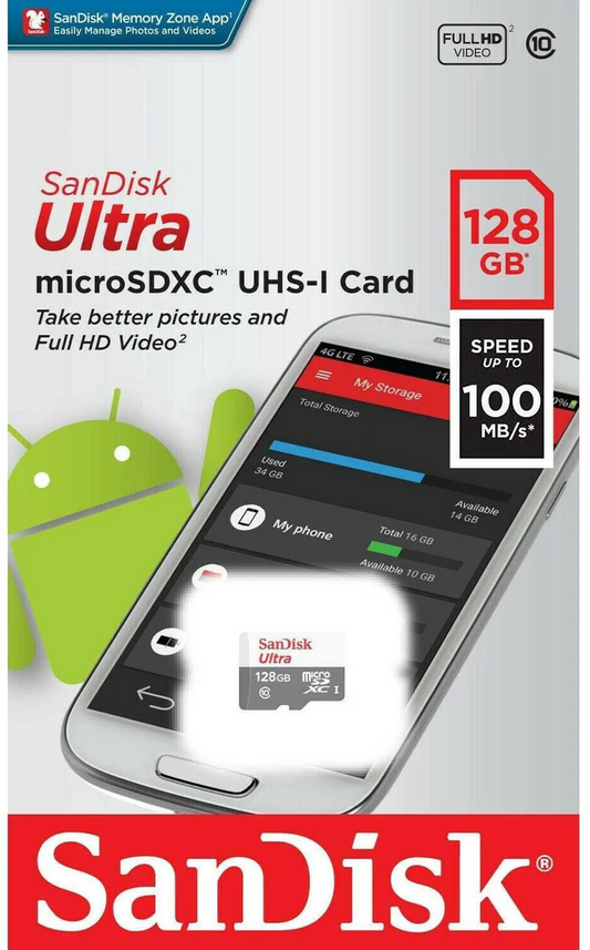 Card Memorie microSDXC SanDisk Ultra, 128Gb, Clasa 10 SDSQUNR-128G-GN3MN