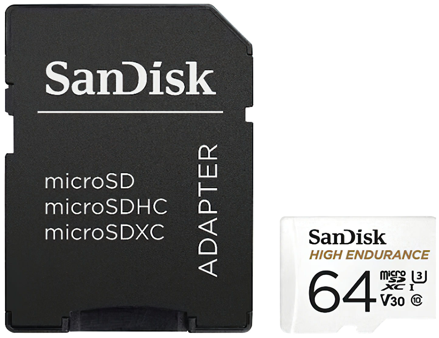 Card Memorie microSDXC SanDisk High Endurance, 64Gb, Clasa 10 / UHS-1 U3, Cu Adaptor SDSQQNR-064G-GN6IA