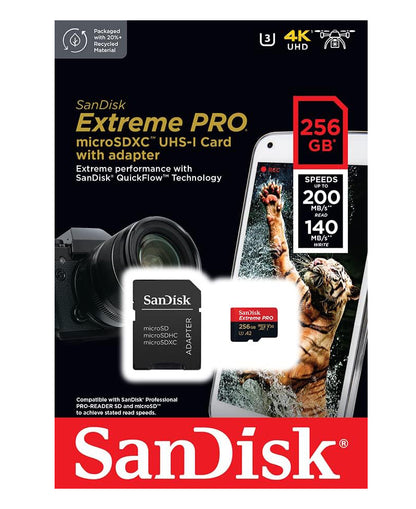 Card Memorie microSDXC SanDisk Extreme Pro, 256Gb, Clasa 10 / UHS-1 U3, Cu Adaptor SDSQXCD-256G-GN6MA