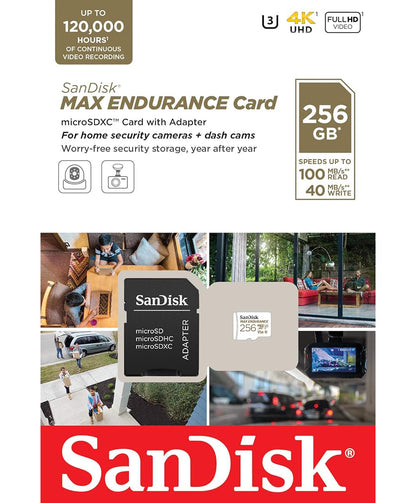Card Memorie microSDXC SanDisk MAX Endurance, 256Gb, Clasa 10 / UHS-1 U3, Cu Adaptor SDSQQVR-256G-GN6IA