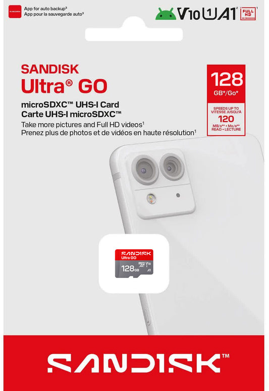 Card Memorie microSDXC SanDisk Ultra GO Android A1, 128Gb, Clasa 10 / UHS-1 U1 SDSQUGN-128G-GN6MN