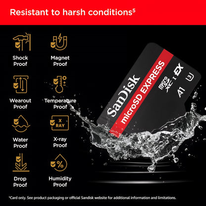 Card Memorie microSDXC SanDisk Express, 128Gb, Clasa 10 / UHS-1 U3 SDSQXFN-128G-GN4NN