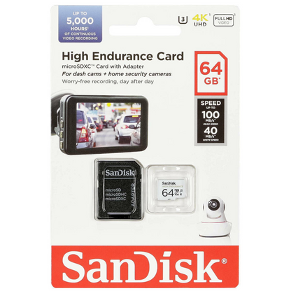Card Memorie microSDXC SanDisk High Endurance, 64Gb, Clasa 10 / UHS-1 U3, Cu Adaptor SDSQQNR-064G-GN6IA