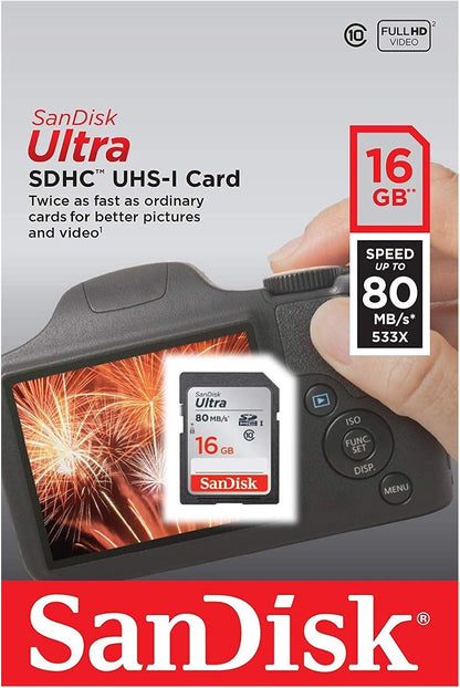 Card Memorie SDHC SanDisk Ultra, 16Gb, Clasa 10 SDSDUNC-016G-GN6IN