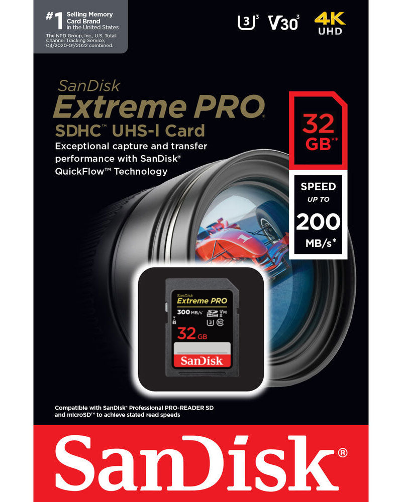Card Memorie SDHC SanDisk Extreme Pro, 32Gb, Clasa 10 / UHS-1 U3 SDSDXXO-032G-GN4IN