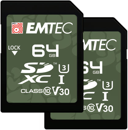 Card Memorie SDXC Emtec Rugged Outdoor, 64Gb, Clasa 10 / UHS-1 U3, Set 2 bucati ECMSD64GXCU3ORP