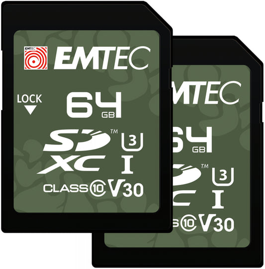 Card Memorie SDXC Emtec Rugged Outdoor, 64Gb, Clasa 10 / UHS-1 U3, Set 2 bucati ECMSD64GXCU3ORP