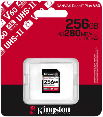 Card Memorie SDXC Kingston Canvas React Plus, 256Gb, Clasa 10 / UHS-2 U3 SDR2V6/256GB