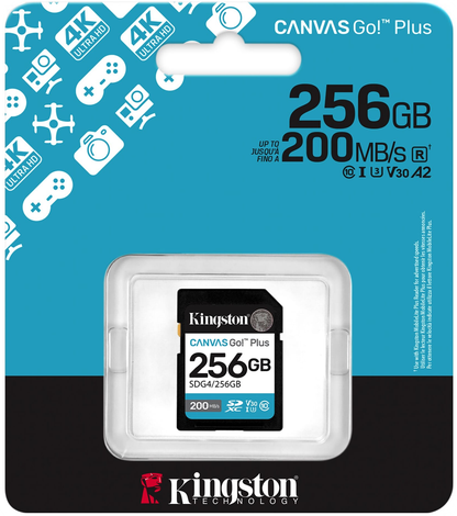 Card Memorie SDXC Kingston Canvas Go Plus, 256Gb, Clasa 10 / UHS-1 U3 SDG4/256GB