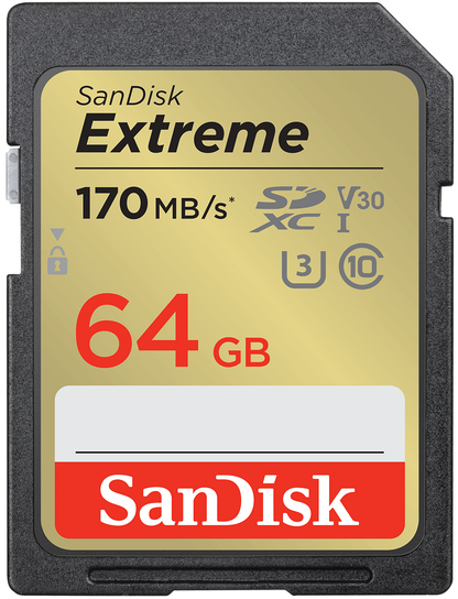 Card Memorie SDXC SanDisk Extreme, 64Gb, Clasa 10 / UHS-1 U3 SDSDXV2-064G-GNCIN