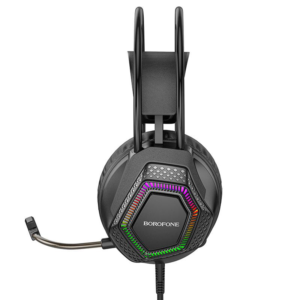 Casti Gaming 3.5mm Borofone BO105 Thunder, RGB, 2m, Negre