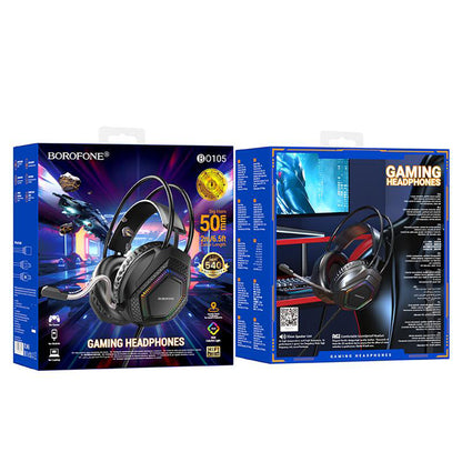 Casti Gaming 3.5mm Borofone BO105 Thunder, RGB, 2m, Negre