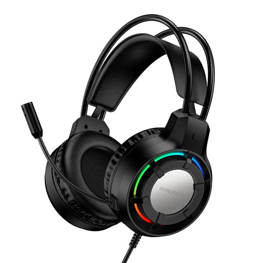 Casti Gaming 3.5mm Borofone BO112 Wave, RGB, 2m, Negre