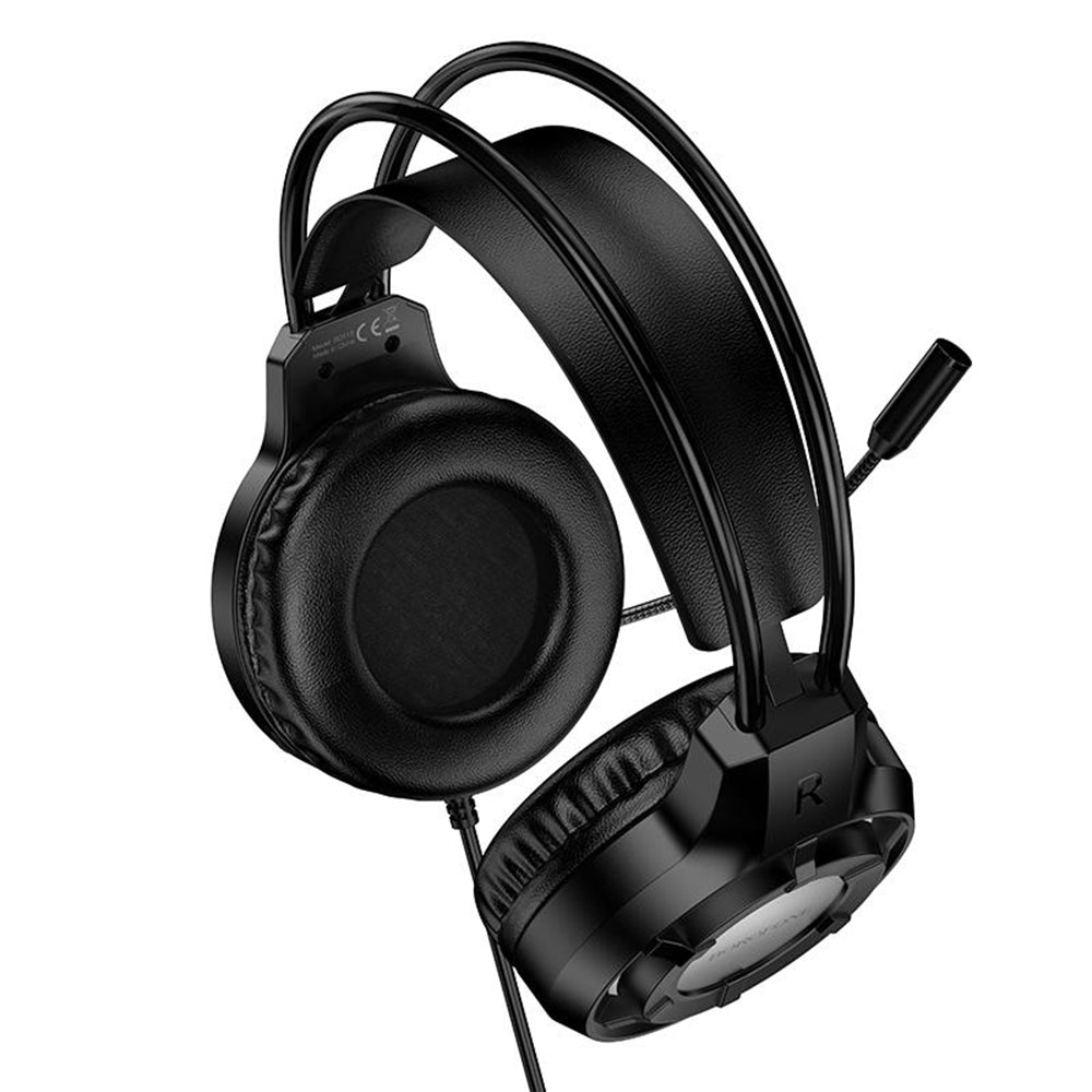 Casti Gaming 3.5mm Borofone BO112 Wave, RGB, 2m, Negre