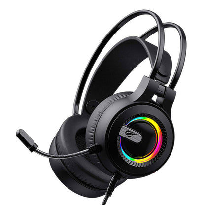Casti Gaming 3.5mm HAVIT H2040d, RGB, 2.1m, Negre
