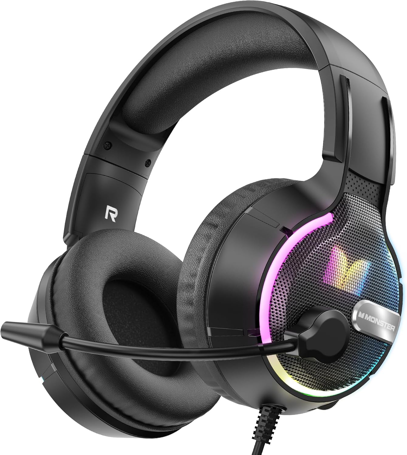 Casti Gaming 3.5mm Monster Mission 320, RGB, 1.9m, Negre