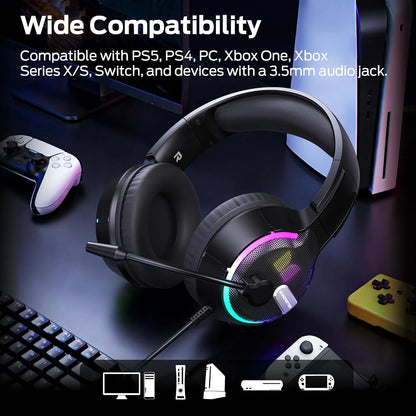Casti Gaming 3.5mm Monster Mission 320, RGB, 1.9m, Negre