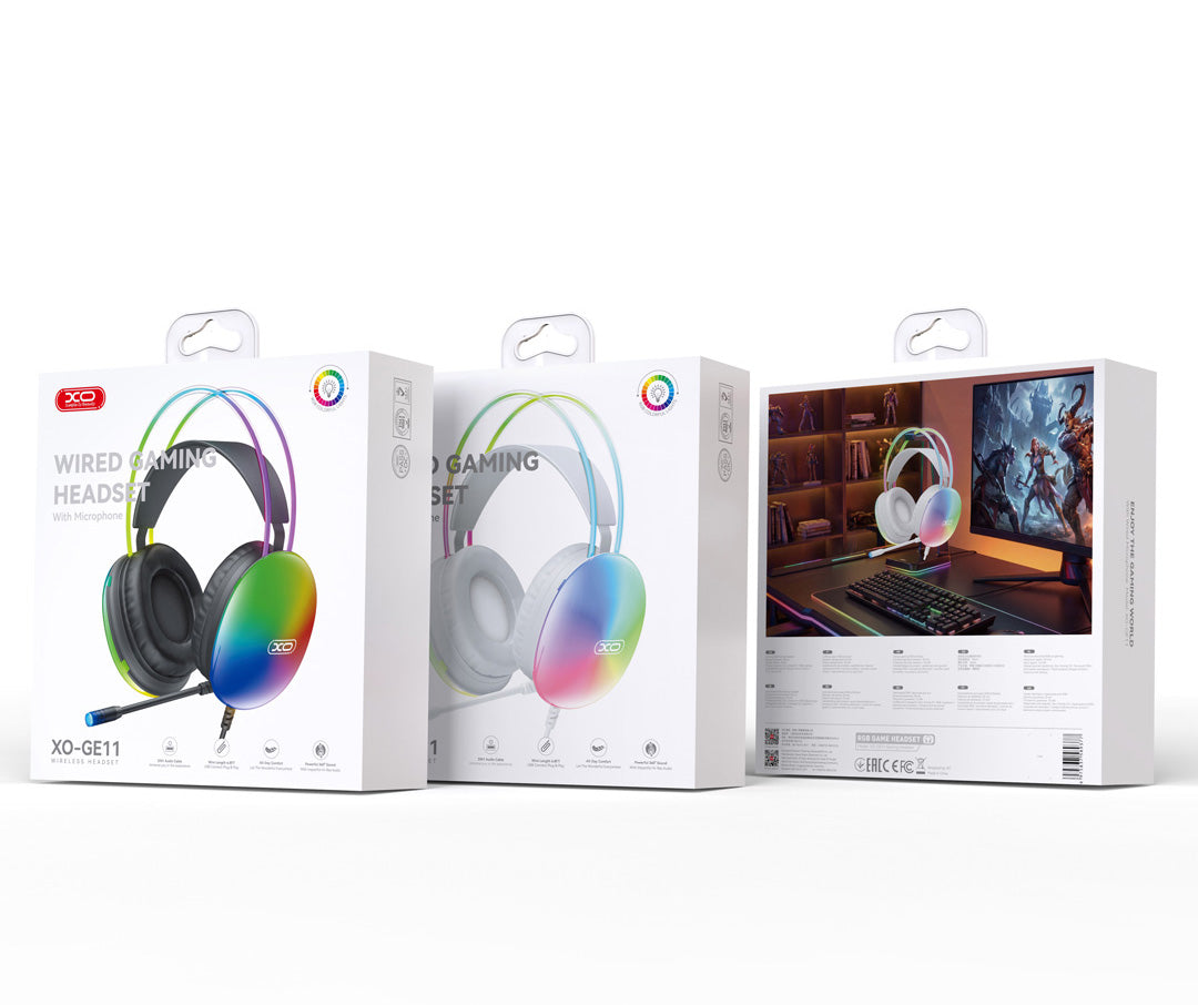 Casti Gaming 3.5mm XO Design GE11, RGB, Albe