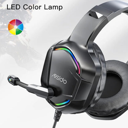 Casti Gaming 3.5mm Yesido EK01, RGB, 1.2m, Negre