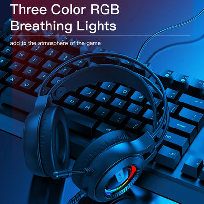 Casti Gaming 3.5mm Yesido EK02, RGB, 2.2m, Negre