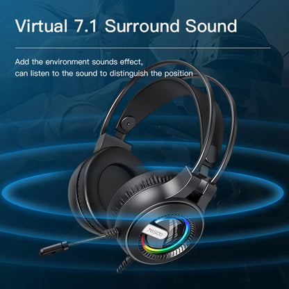Casti Gaming 3.5mm Yesido EK02, RGB, 2.2m, Negre