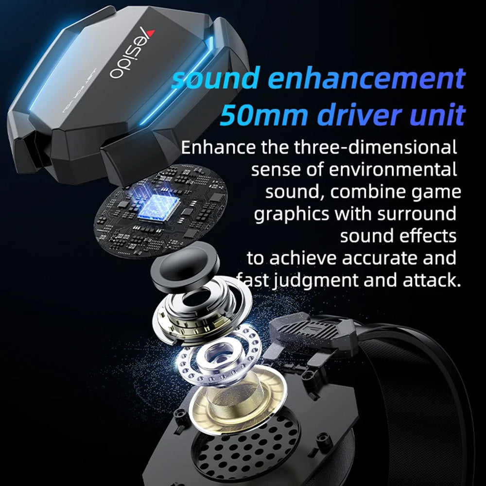 Casti Gaming 3.5mm Yesido EK03, RGB, 2m, Negre