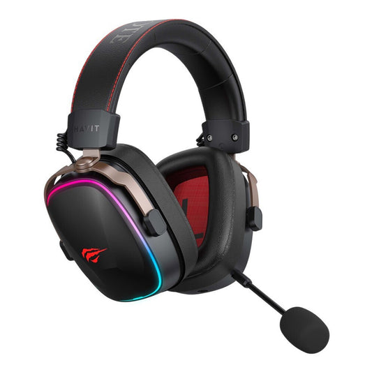Casti Gaming Wireless HAVIT H2039BG, RGB, BT / Wi-Fi / Wired, Negre Ocru