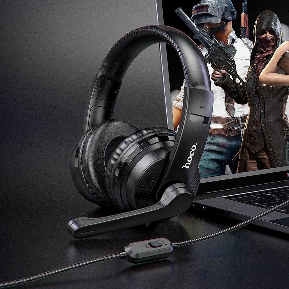 Casti Gaming 3.5mm HOCO W103, Negre