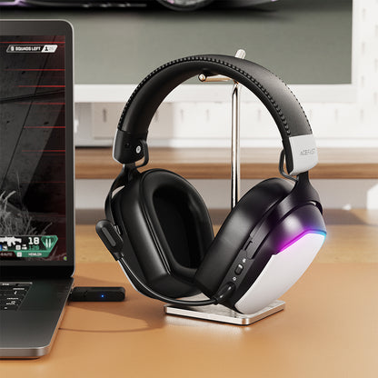 Casti Gaming Wireless Acefast H11, RGB, BT / Wi-FI / Wired, Albe