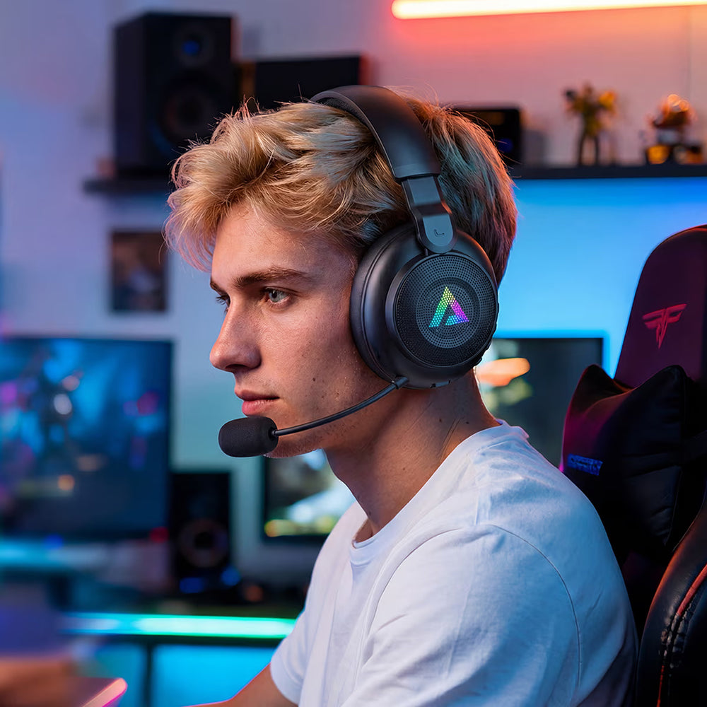 Casti Gaming Wireless Acefast H15, RGB, BT / Wi-FI / Wired, Negre
