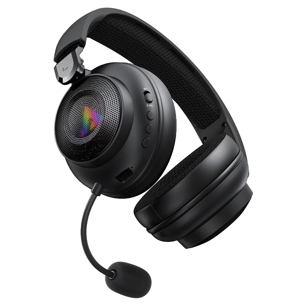 Casti Gaming Wireless Acefast H15, RGB, BT / Wi-FI / Wired, Negre