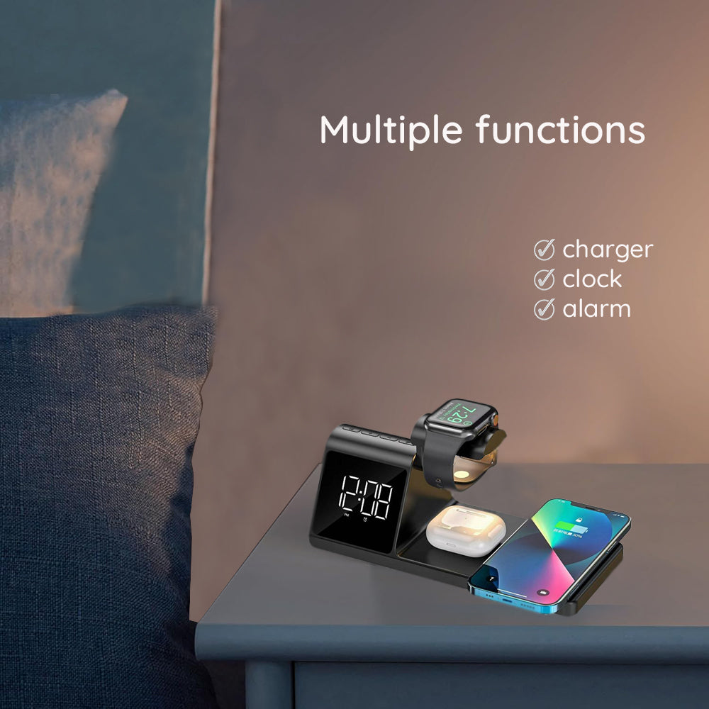 Ceas Digital HAVIT W3042 4in1 cu Incarcare Wireless QI, Negru