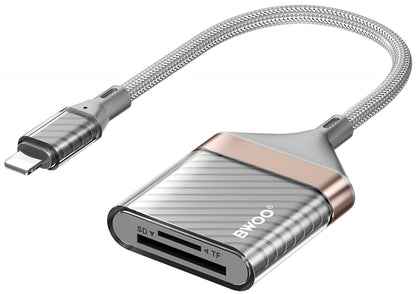 Cititor Card Lightning BWOO BZ63, SD - microSD, Gri