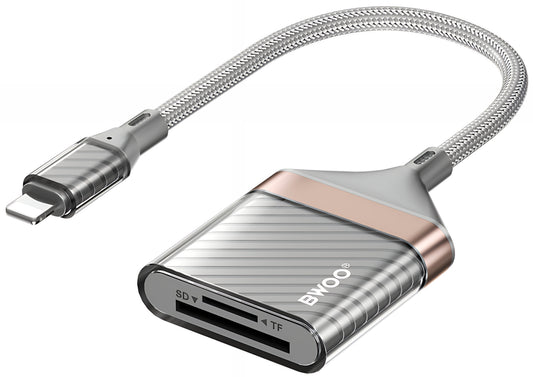 Cititor Card Lightning BWOO BZ63, SD - microSD, Gri