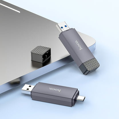 Cititor Card USB / USB-C HOCO HB45, SD - microSD, USB 2.0, Gri