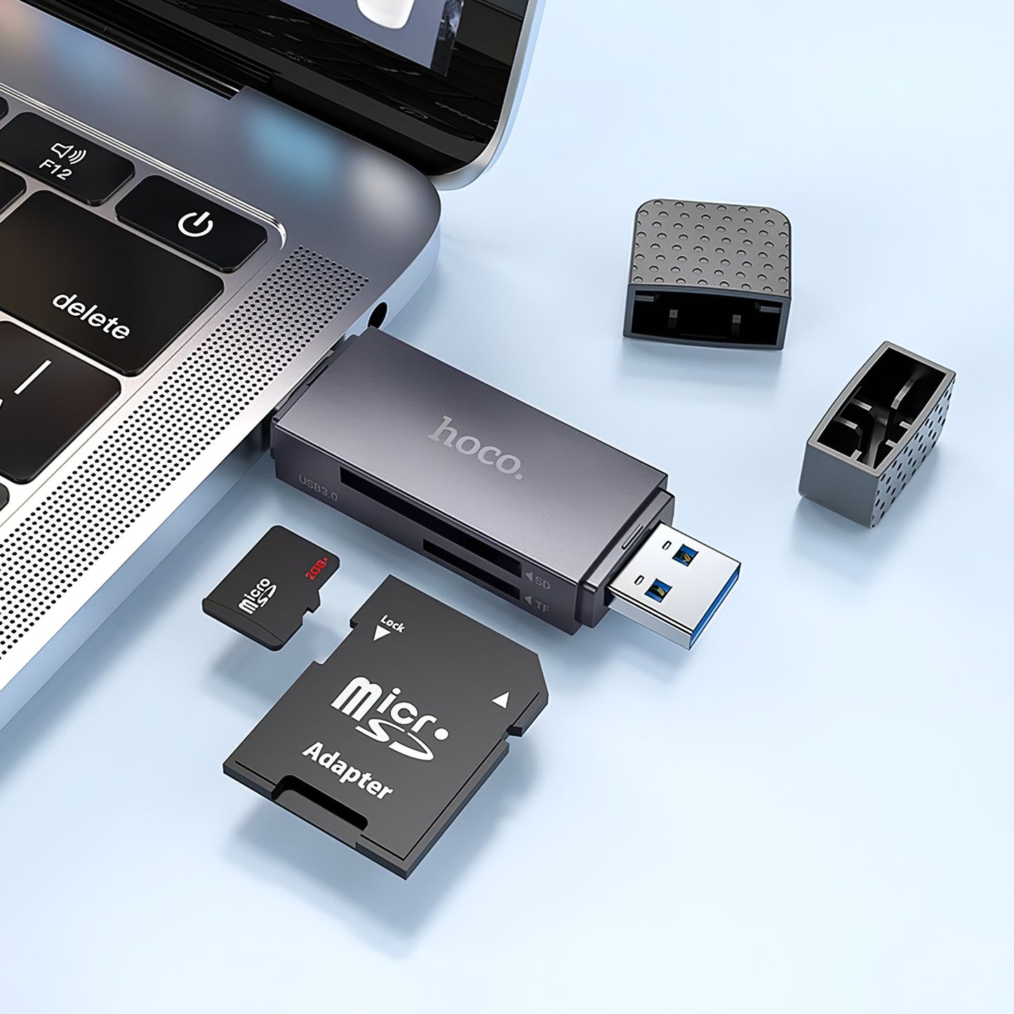 Cititor Card USB / USB-C HOCO HB45, SD - microSD, USB 2.0, Gri